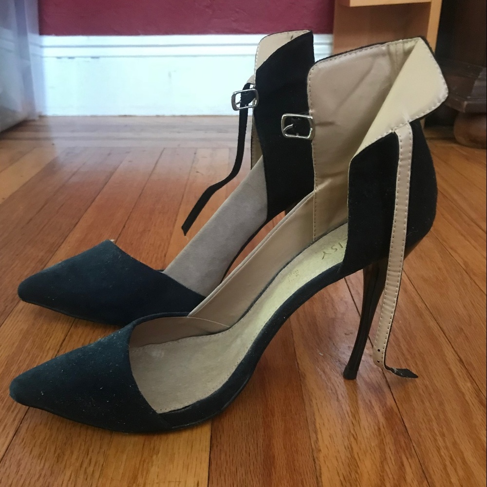 Navy High Heels - ankle strap - Vera Pelle